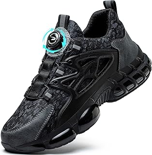 GUDECIUS Sapatos de segurança para homem e mulher leves sapatilhas de segurança confortáveis sapatos de trabalho com biqueira de aço respirável antiderrapante 38-46 UE