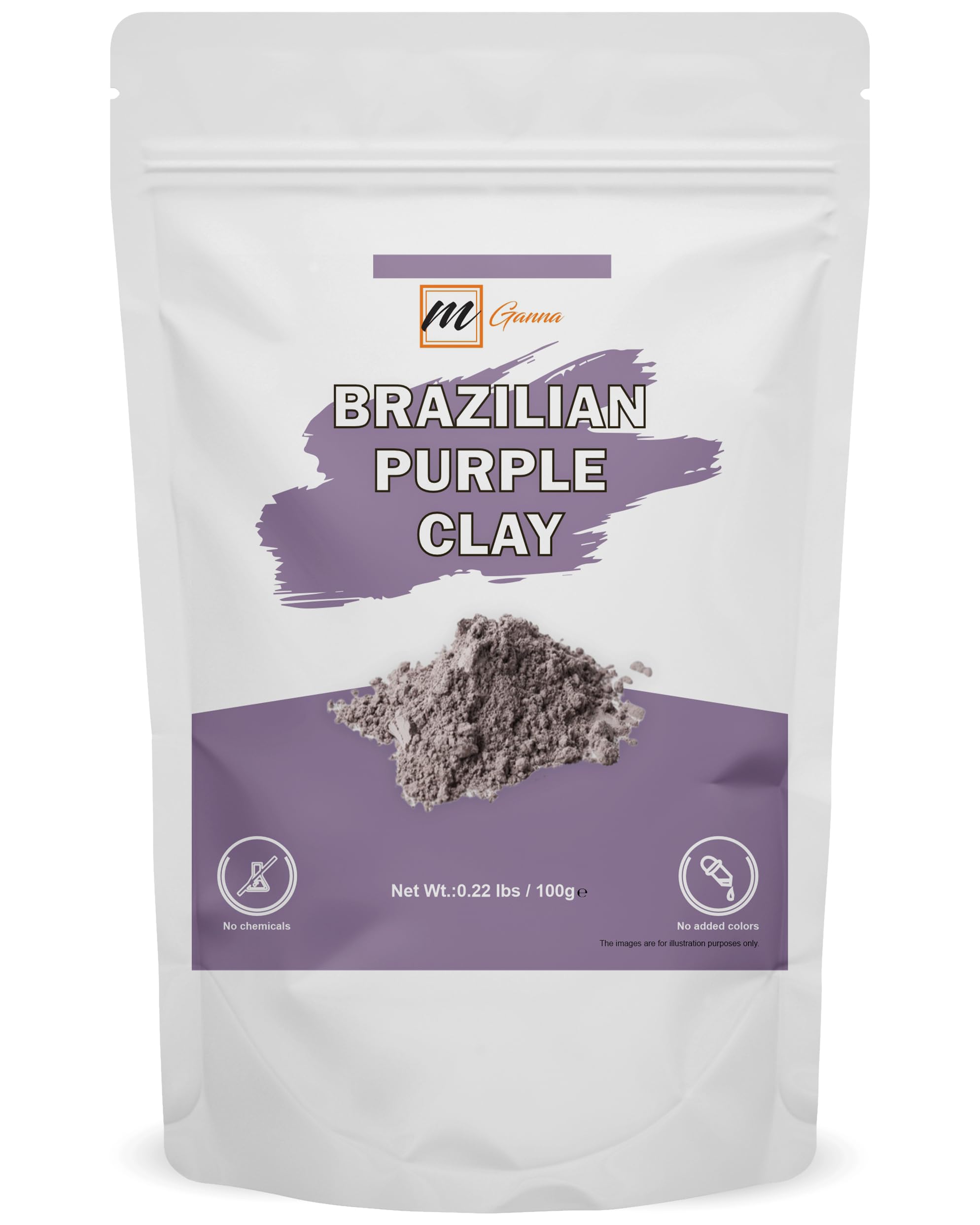100% Natural Brazilian Purple Clay Powder 0.22 lbs / 100 g for Skin firming, Creams and Soap Making