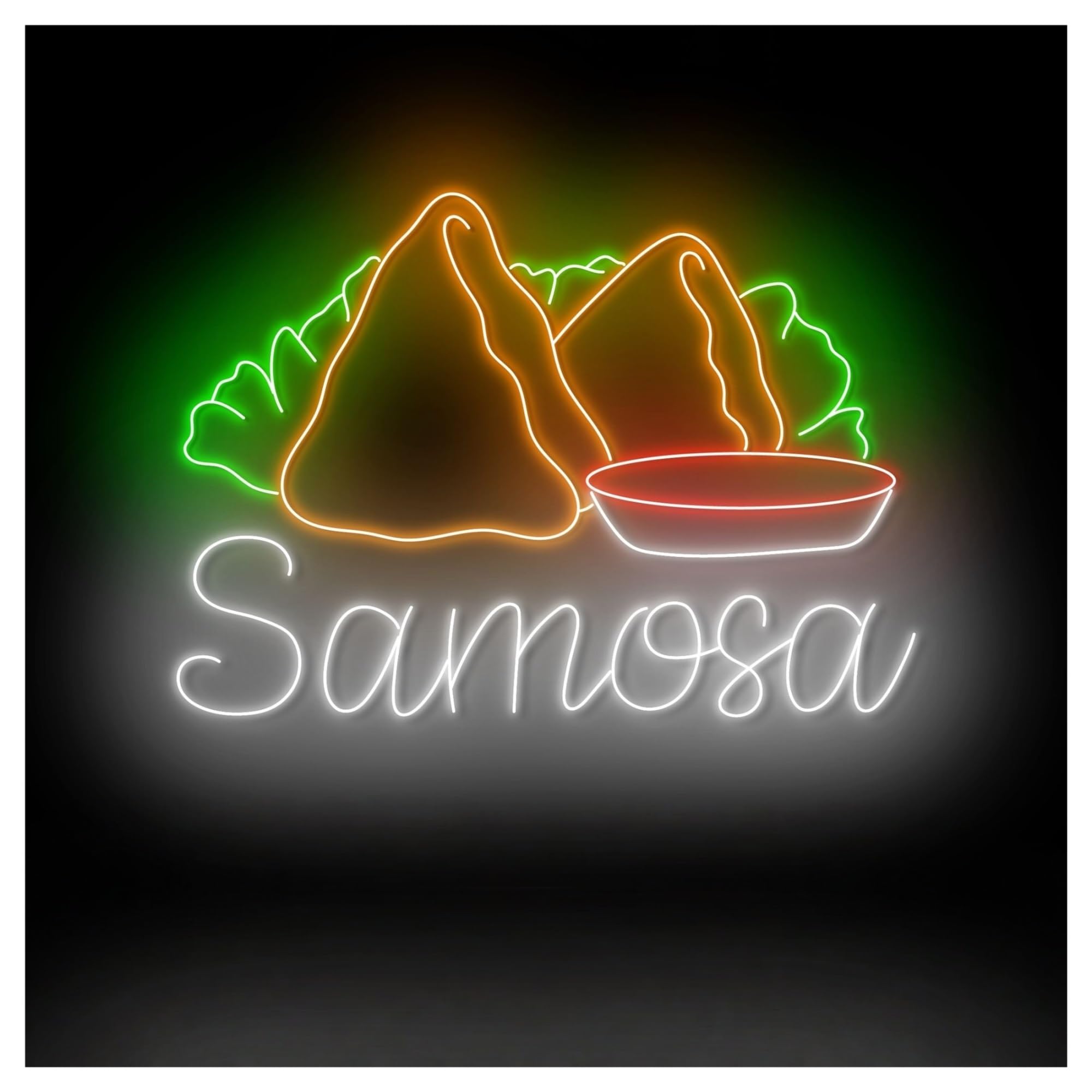 Hanging Art Neon Signs Samosa Neon Sign LED Light Dimmable For India Restaurant Food Store Kitchen Wall Decor 58cm