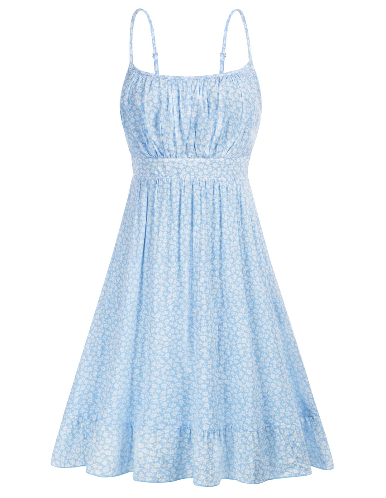 GRACE KARIN Vestido Mujer Estampado Floral de Tirantes Finos con Plisada Espalda