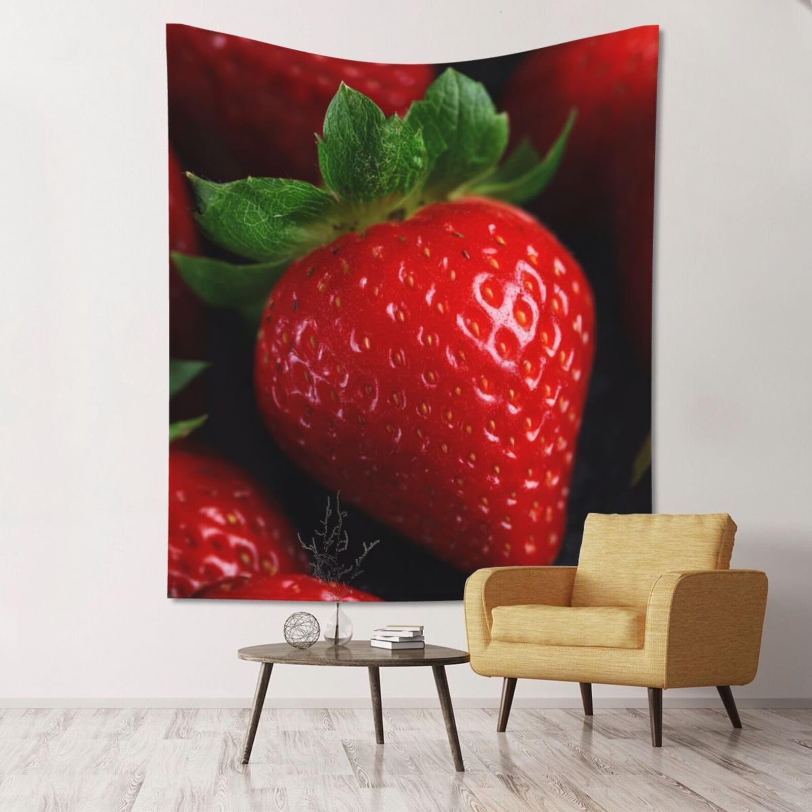 XOPEKVLAWM Tapestry Wall Hanging for Bedroom Aesthetic Wall Mural Tapestries 152x130 cm Art Backdrop Red Strawberry Tapestries Landscape Poster Tapestry for Living Room Dorm Office Home Decor