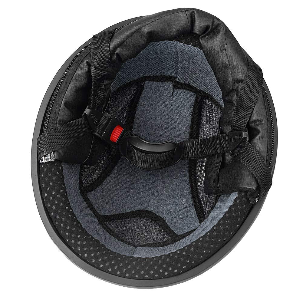 Dioche Halbhelm, offen, aus Leder, Halbleder, für Roller, mit -Visier, Halbhelm, Motorradhelm, offener Motorradhelm, Universalhelm für Motorrad (Rot)
