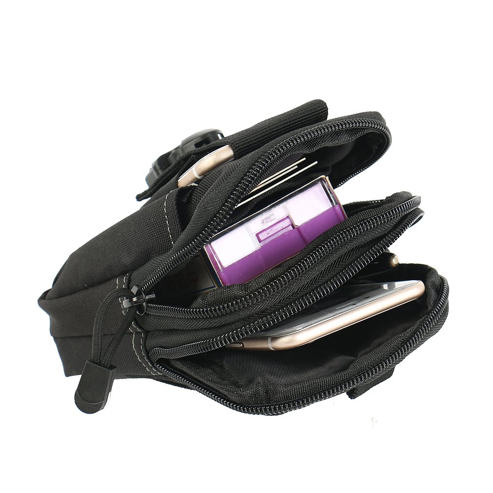 Custodia Marsupio Per Oppo A72 - Borsa Con Cintura, Porta Power Bank, Auricolari Inclusi, Nero