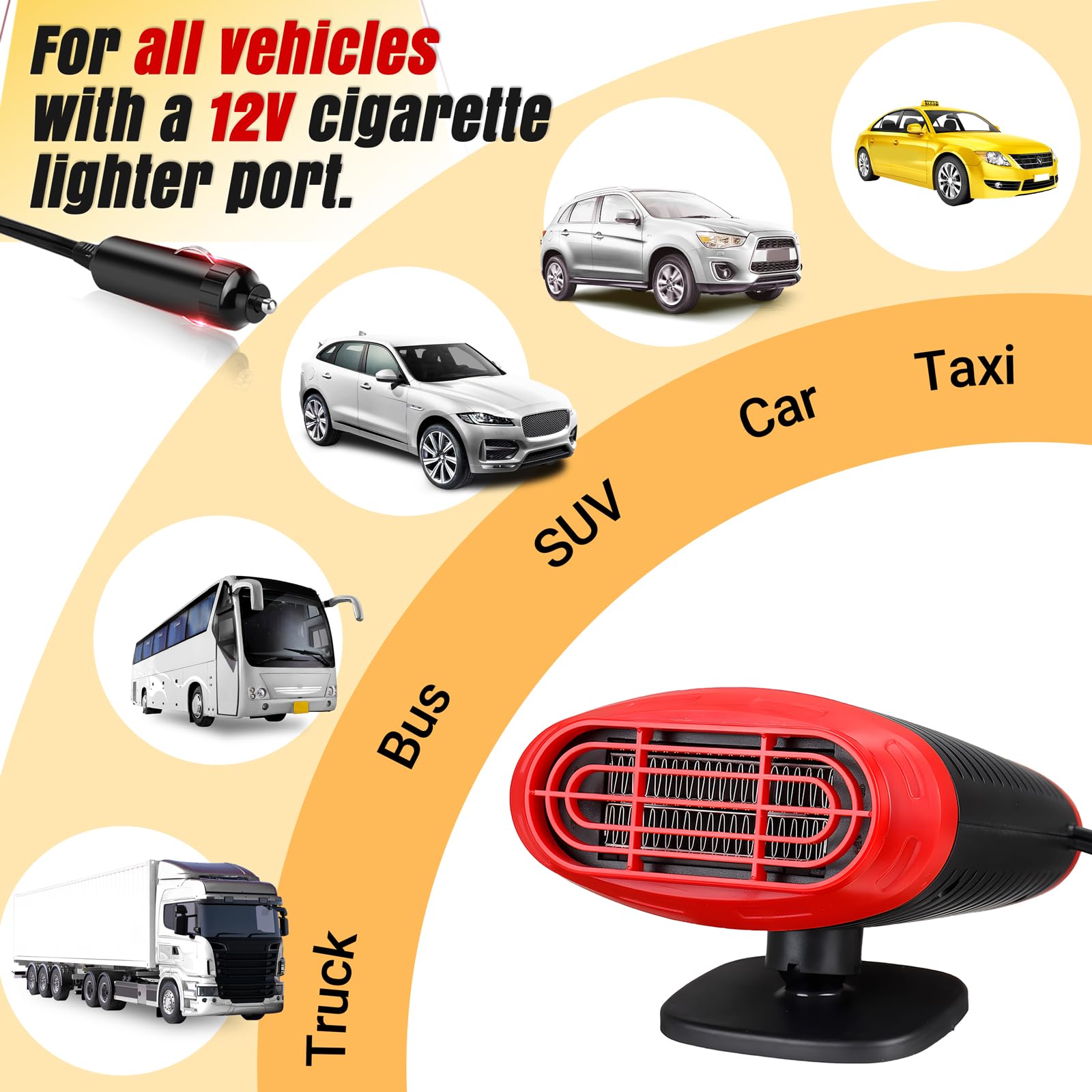 200W Autoheizung 12v: Auto Heizung Tragbar akku kfz Heizlüfter, Zigarettenanzünder 12 Volt Standheizung Scheibenheizung sitzheizung mit Ventilator für Wohnmobil PKW Camping LKW 12 v Car Heater