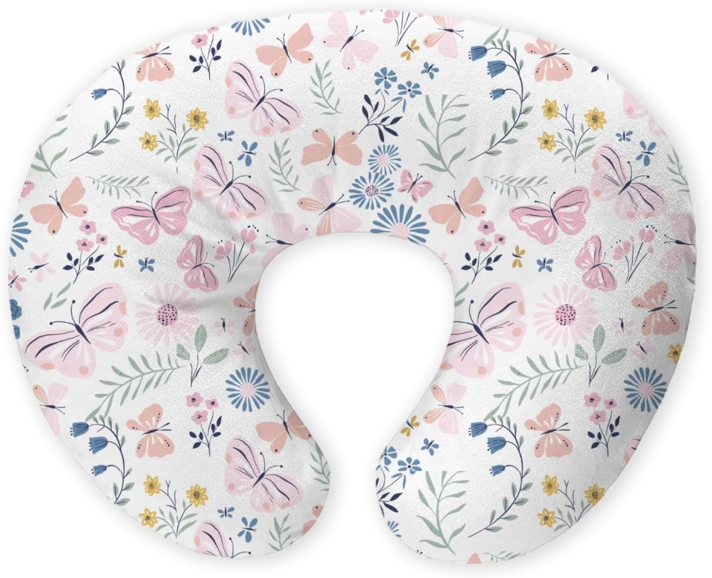 haus & kinder Baby Feeding Pillow for New Born Baby, Breastfeeding & Nursing Pillow with Removable Cover, Infant Support Cushion for 0โ24 Months, Tummy Time Pillow (Butterfly Garden)