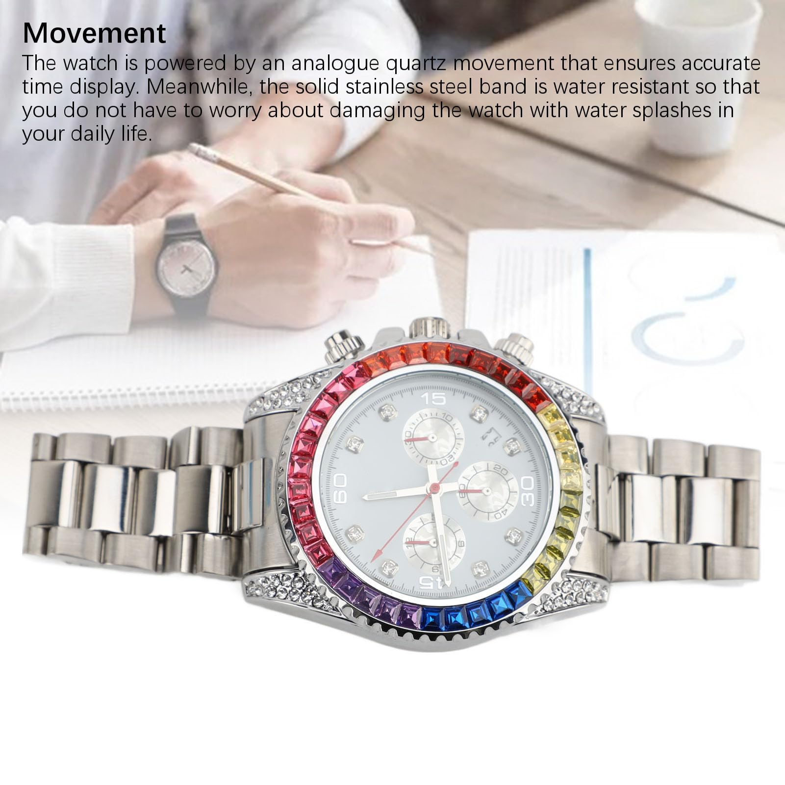 Reloj Cronógrafo de Acero Inoxidable a la Moda para Hombre, Elegante Reloj Analógico de Cuarzo Resistente Al Agua para Uso Informal de Negocios, Diseño Elegante