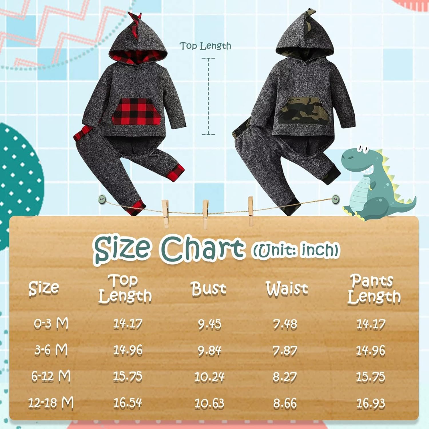 Baby Boy Clothes Toddler Infant Boys Fall Winter Outfit Long Sleeve Hoodie Sweatshirt Tops + Pants 2Pcs - Image 7