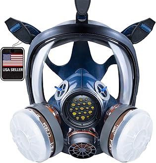 PD-100 Full Face Mask with Organic Vapour and Particles, Double Activated Carbon Filtration, Full Face Eye Mask
