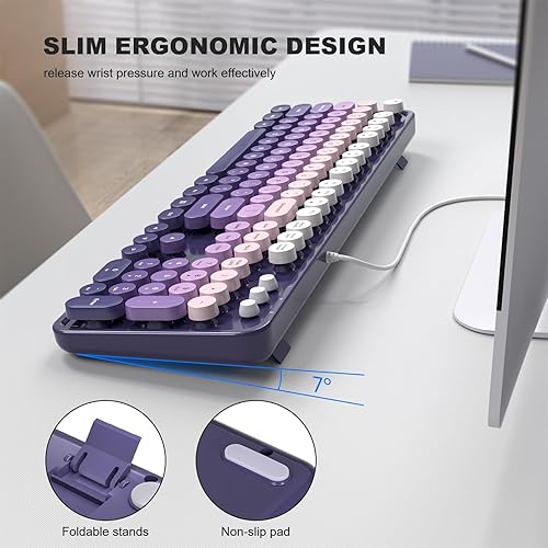 Miniatura 3 de Teclado con cable, teclados de máquina de escribir de tamaño completo, teclado de oficina USB Plug and Play con teclado numérico, indicadores de