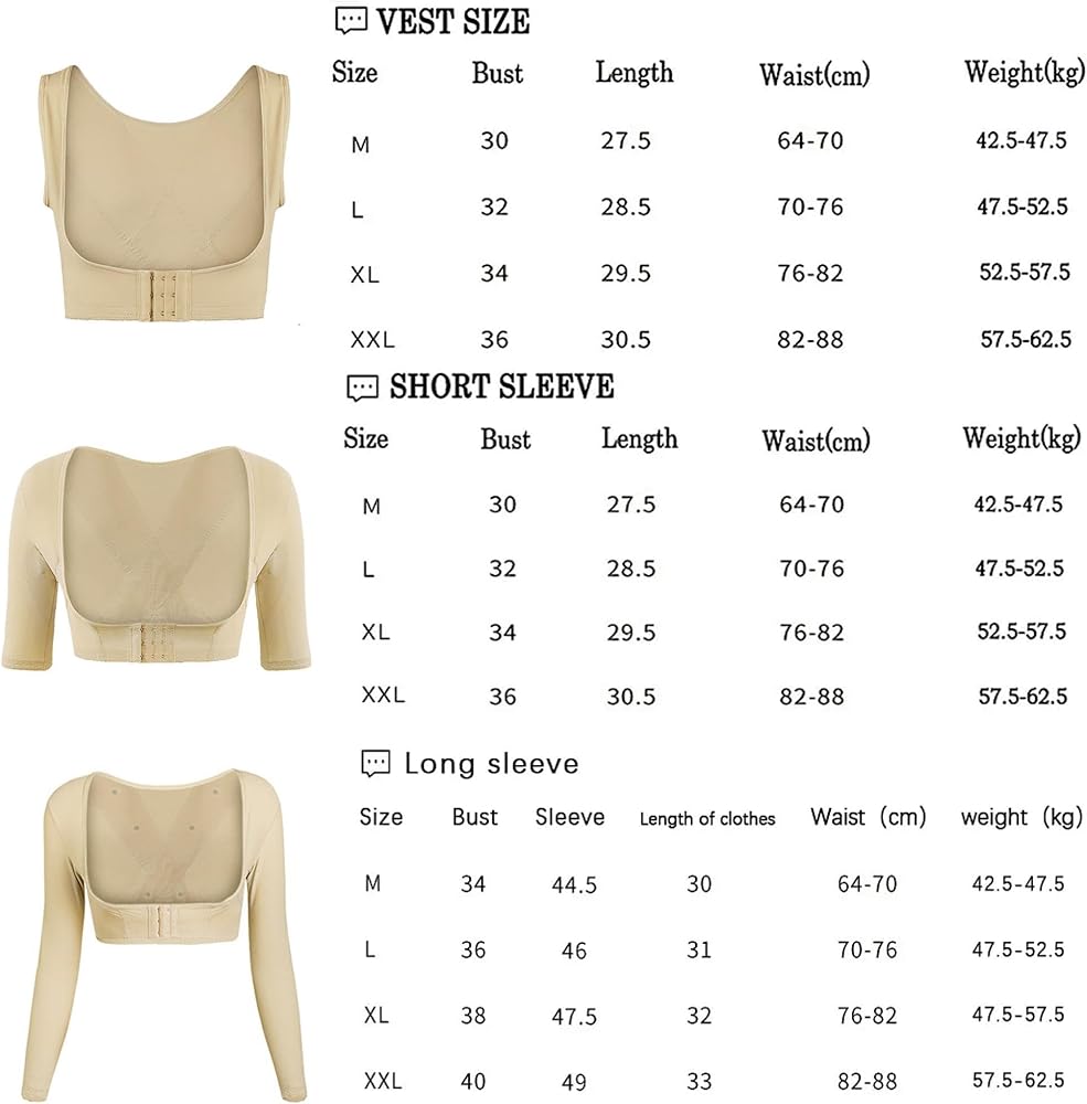 SUIUOI 2PCS Haut Sculptant Femme,Manchons de Compression pour Bras,Minceur Manches Haut Corps Gilet de Compression Correcteur de Posture Support pour Post Liposuction, Noir Beige (manches courtes