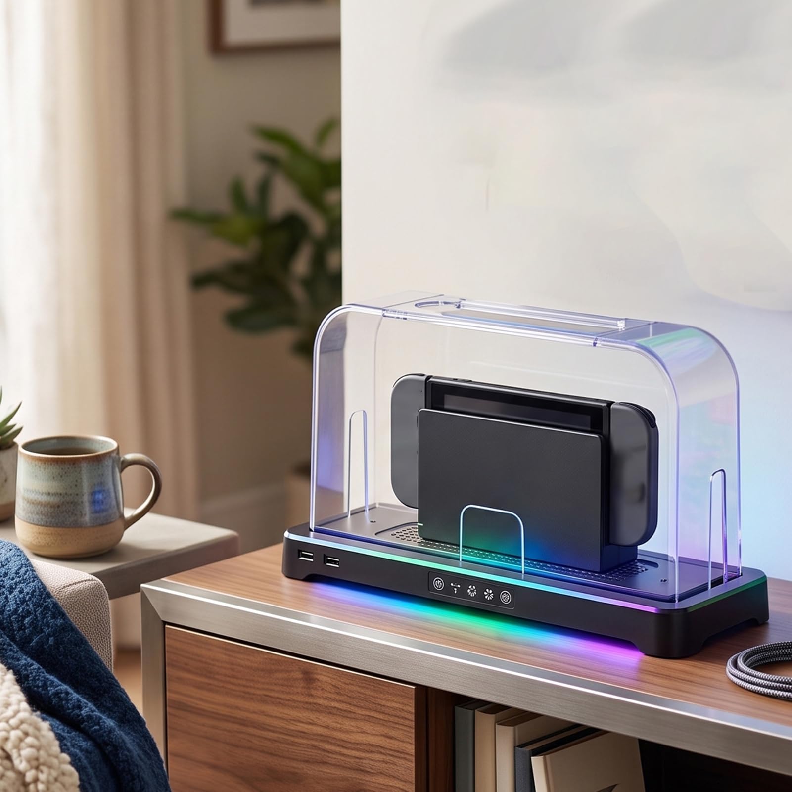 XUMIUZIY Stojak na Wentylator Chłodzący konsolę 2 z Oświetleniem RGB, 3