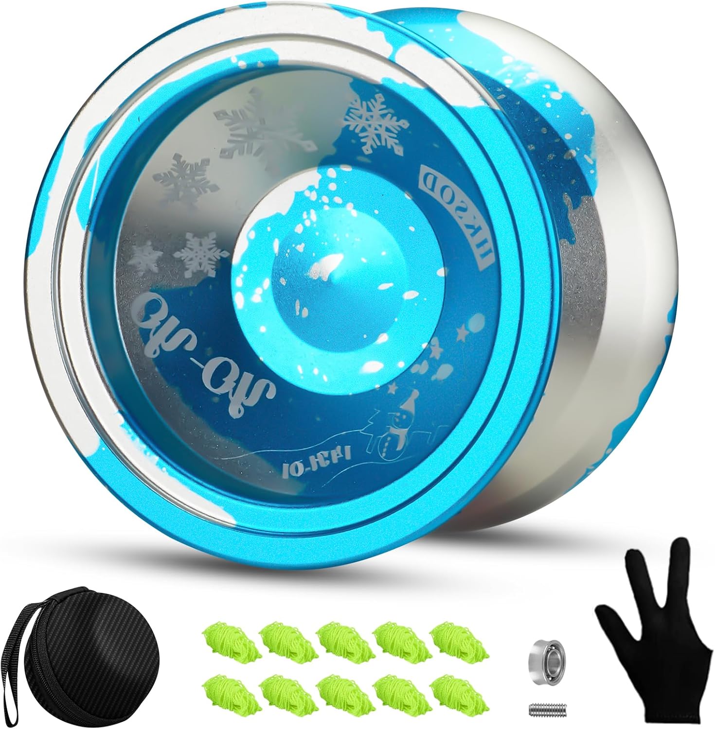 C2 Yoyo,Unresponsive Metal Yo-yo for Adults with Yo Yo Bearing Kit, 10 Yo-Yo Strings, Case and Glove -（Black Golden）