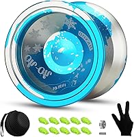 Vista 8 de C2 Yoyo de metal que no responde para adultos con kit de rodamientos de yoyo, 10 cuerdas de yoyo, estuche y guante, (negro dorado)
