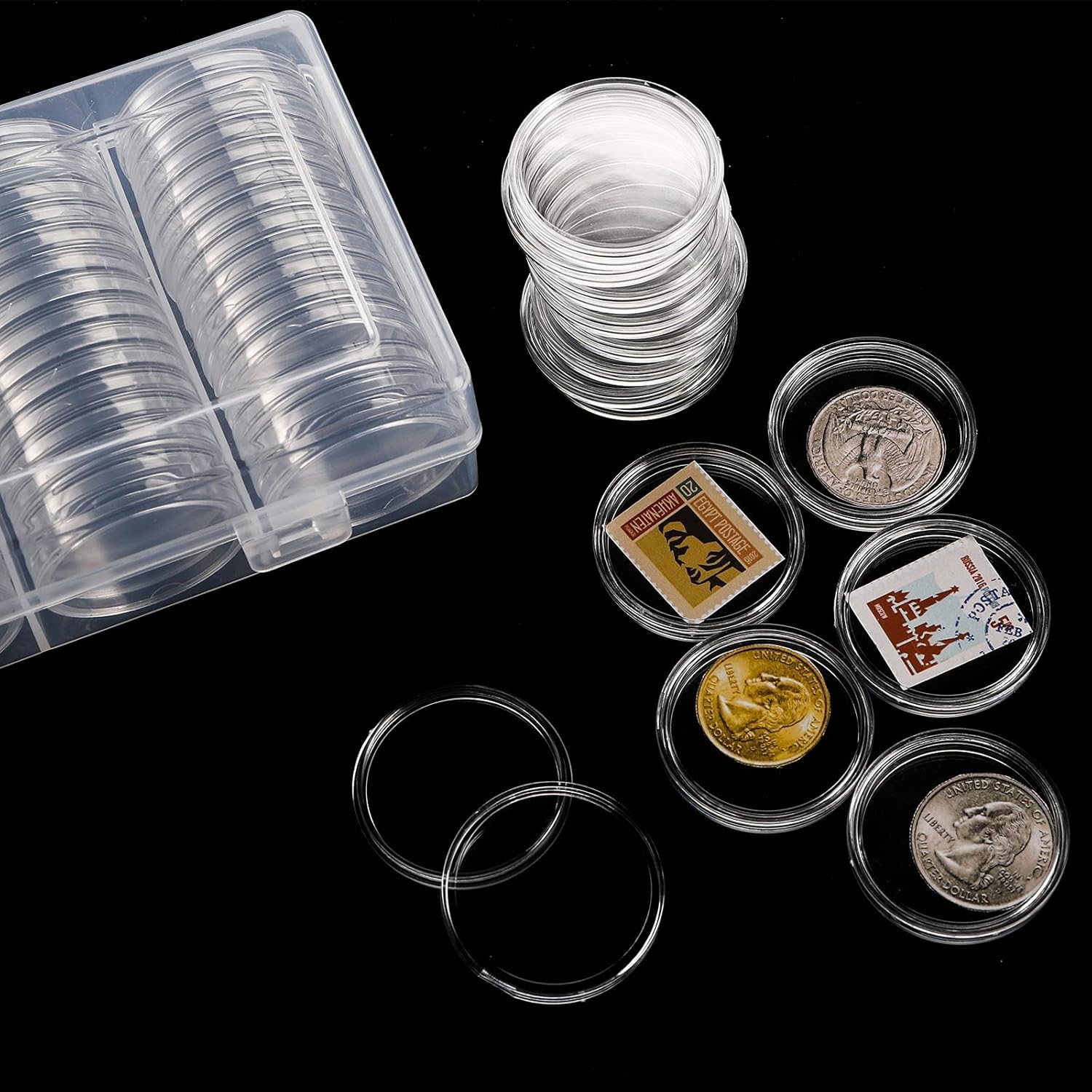 100 Capsule Trasparenti Per Monete - Contenitori Rotondi In Plastica - Diametro 30 Mm