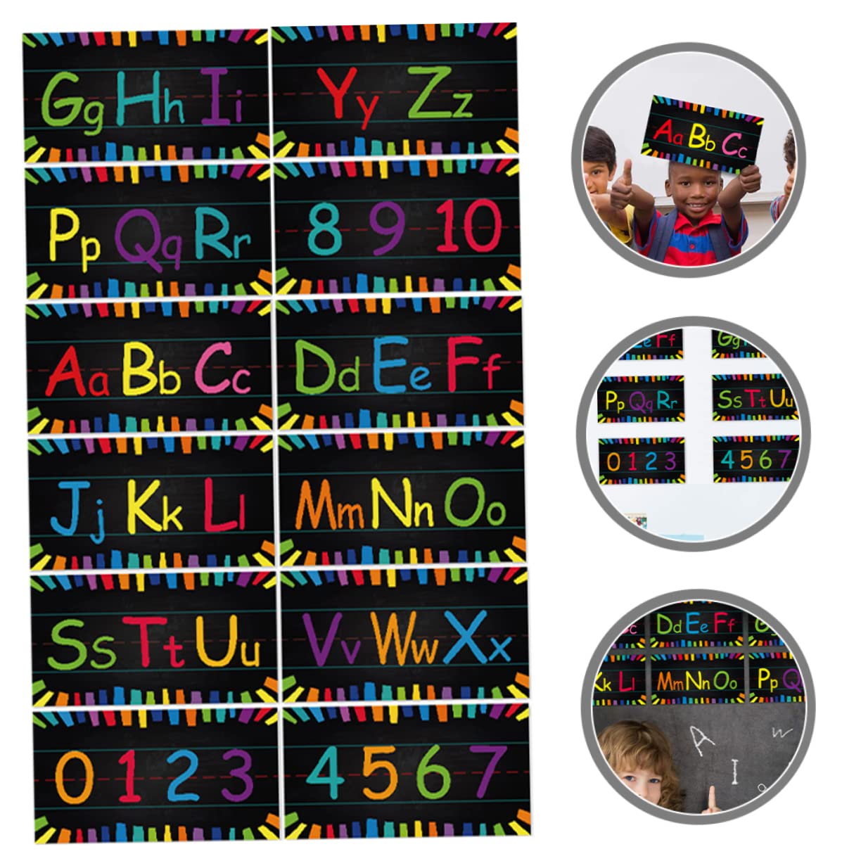 DOITOOL 4 Ensembles Affiche alphanumérique alphabet affiche des nombres d'apprentissage poster educatif lettre decorative stickers enfant approvisionnement des enfants accessoire