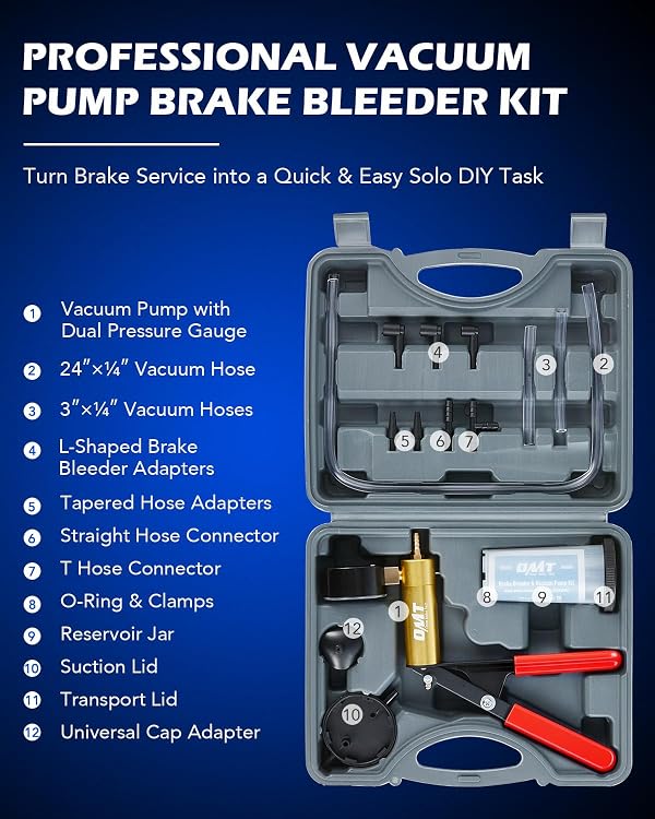 OMT One-Man Brake Bleeder Kit with Hand Vacuum Pump & Gauge, Gray by Orion Motor Tech - Used condition - Image 2