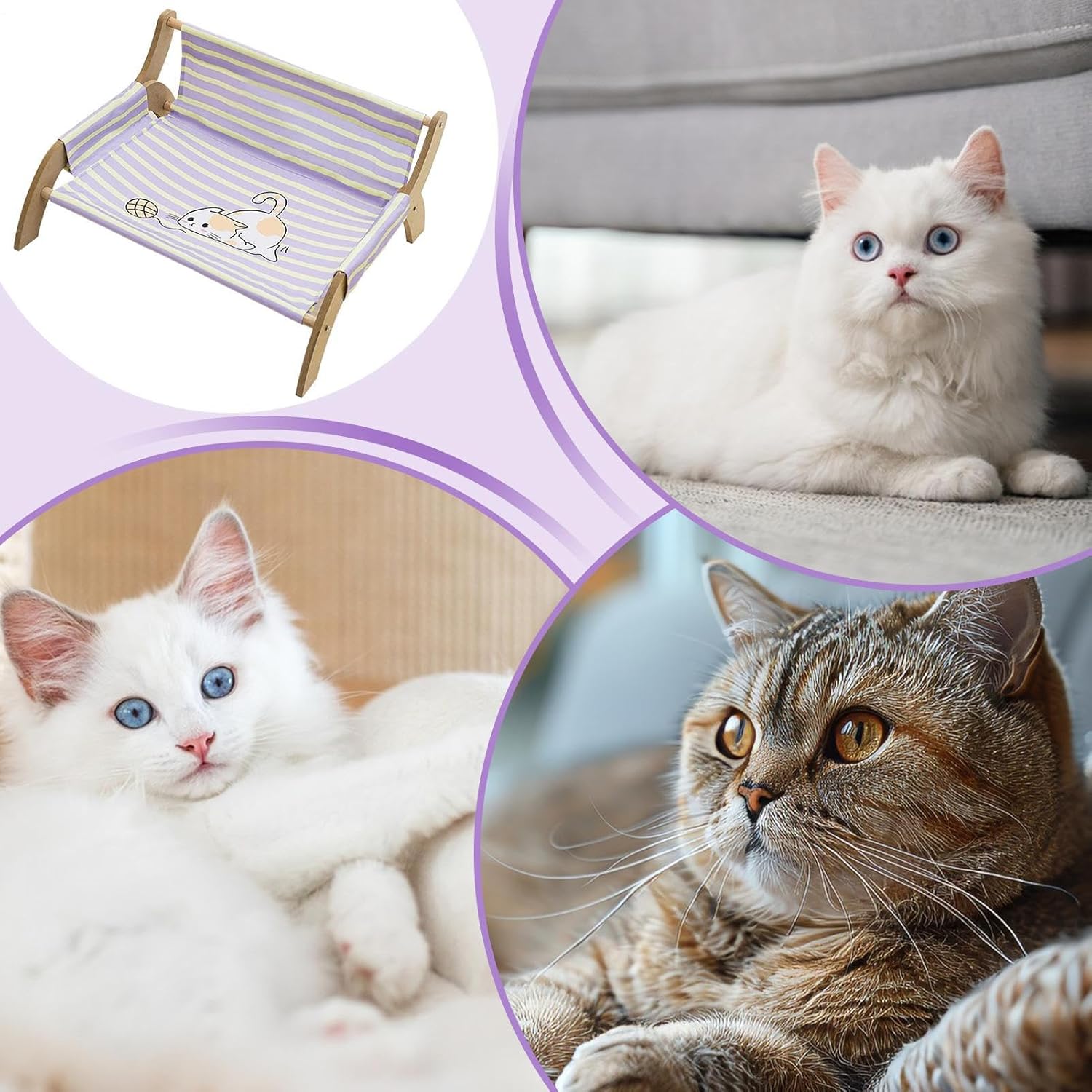 Pet Chair,Decorative Soothing Breathable Stripe | Kitten Hammock Bed | for Multi-Cat Households, Rest, Indoor, Outdoor, Sleeping