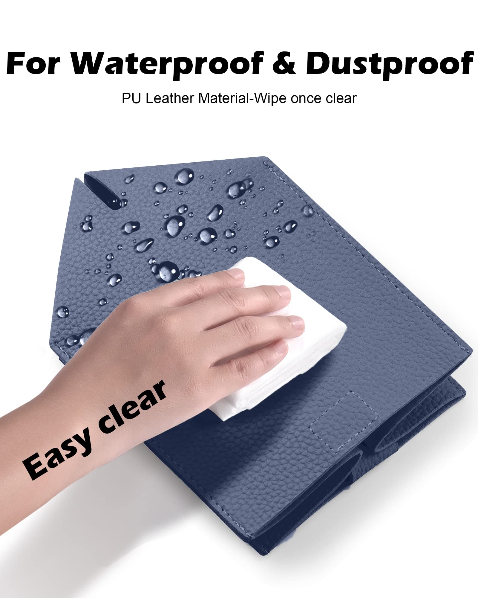 PU Leather Tissue Box Cover - Navy Blue -6
