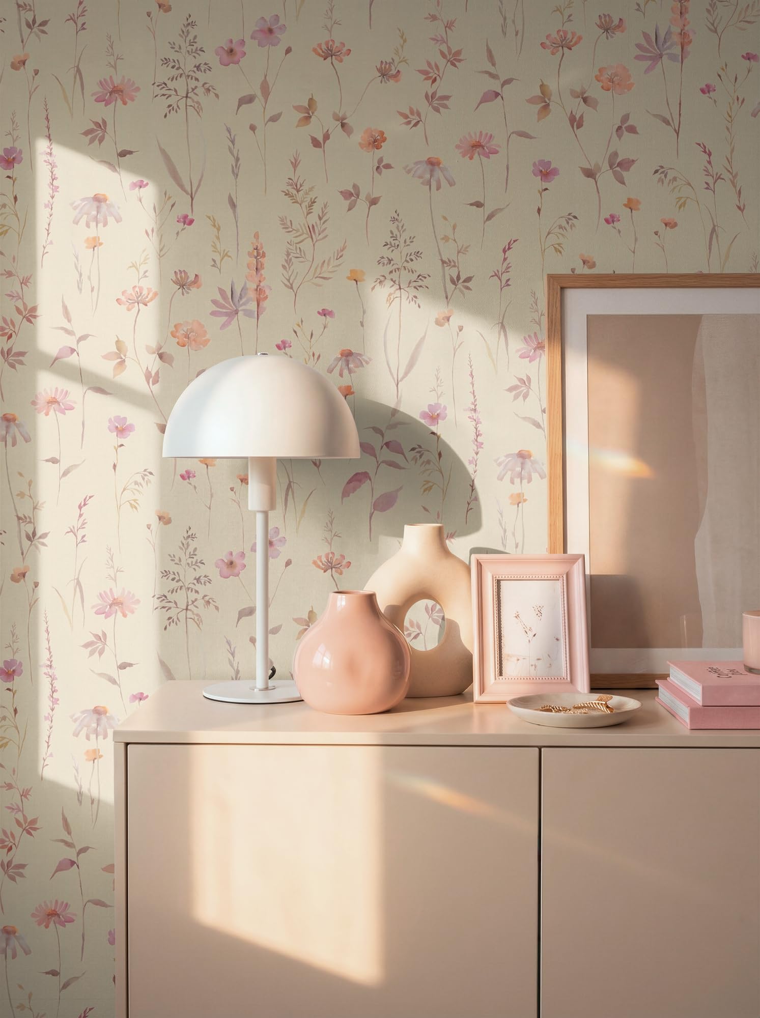 A.S. Création Carta da parati peonie – beige, rosa – 10,05 x 0,53 m