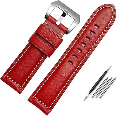 Pulseira de relógio de couro para homens, adequada para Panerai Seiko Citizen Jeep Corrente de relógio de couro italiano 22mm 24mm 26mm Pulseiras de relógio (Cor: 10mm Fecho de ouro, Tamanho: Fecho preto preto)  