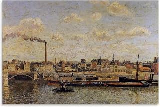 Camille Pissarro Pointillist Oil Painting Poster Rouen Saint Sever Afternoon Canvas Painting for Bedroom Living Room Decor 12x08inch(30x20cm) Unframe-style