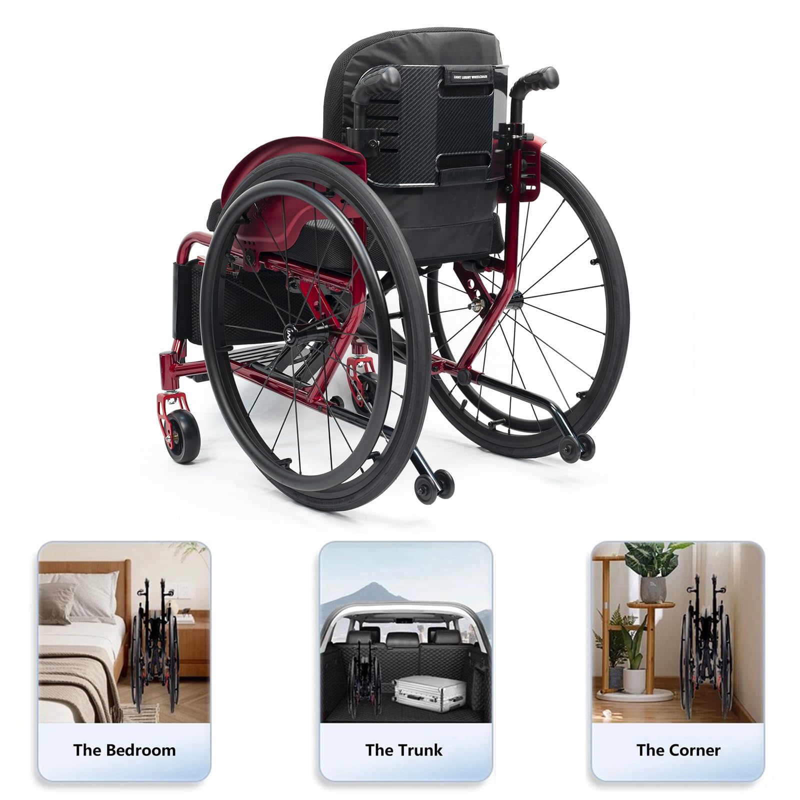 Silla De Ruedas De Transporte Portátil,silla De Ruedas Deportiva Ultraligera Plegable Todo Terreno,sillas De Ruedas Deportivas Y De Ocio,silla De Ruedas Manual De Aleación De Aluminio Autopropulsada(S