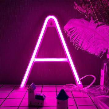 LED Letter Neon Lights Light Up Pink Neon Letters LED Alphabet Neon Letter Sign Lights Battery/USB Powered Neon Signs Words Night Lights for Wall Home Bar Christmas Birthday Party Wedding A
