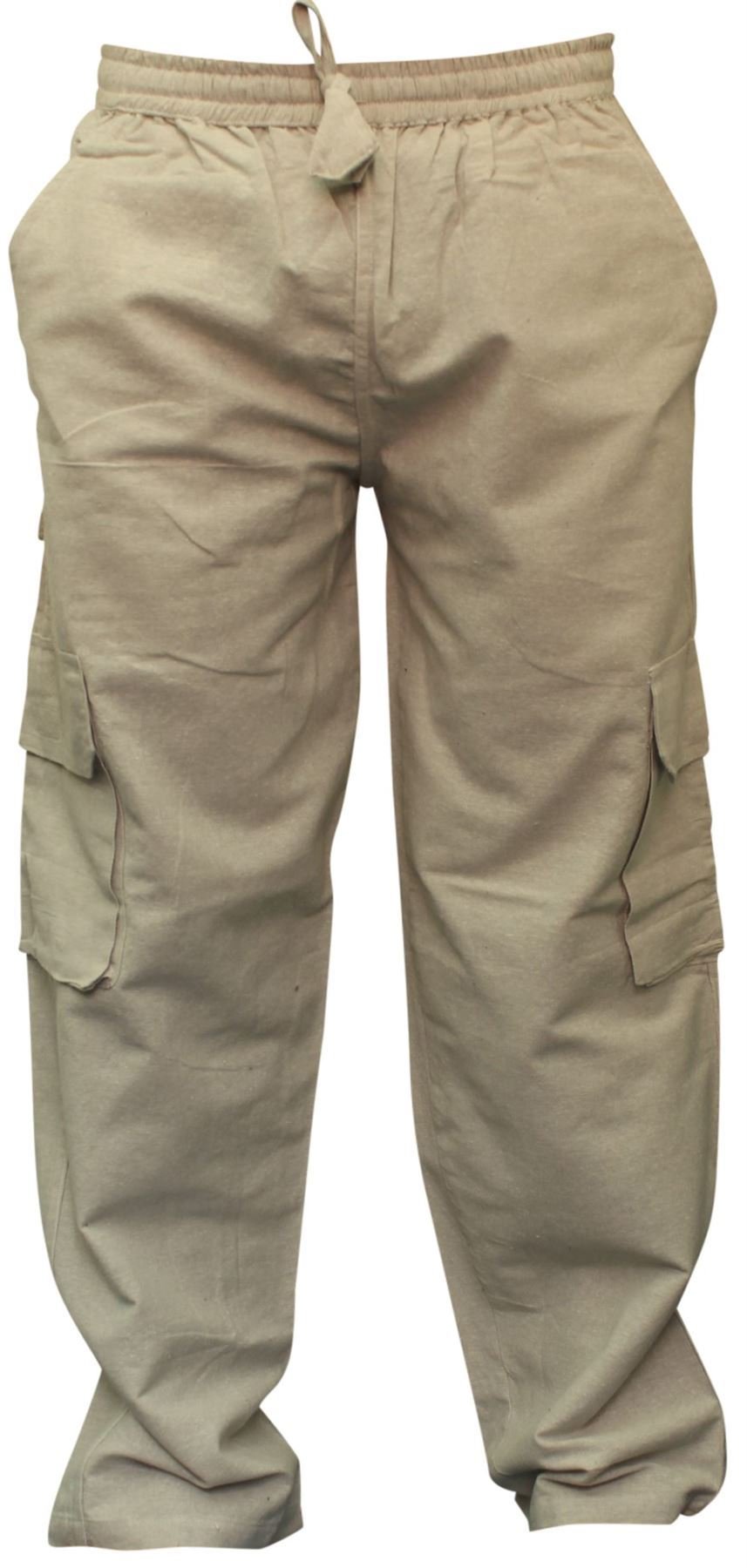 Shopoholic Fashion Men's Grey Plain Hemp Hippie Combat Trousers(3Xl,)
