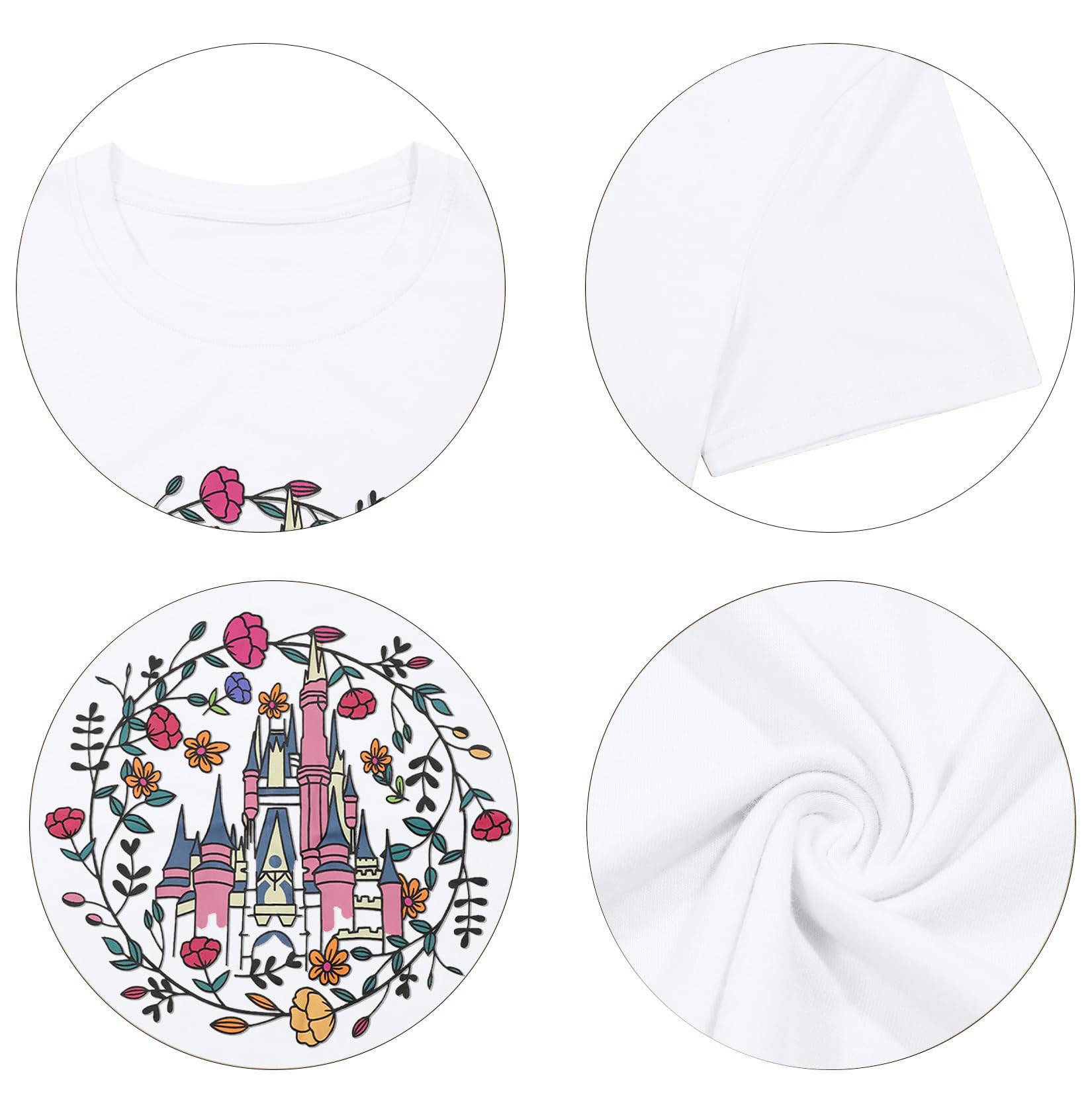 SFHFY Camisa mágica para mujer, camiseta de manga corta con diseño de cuento de hadas y castillo