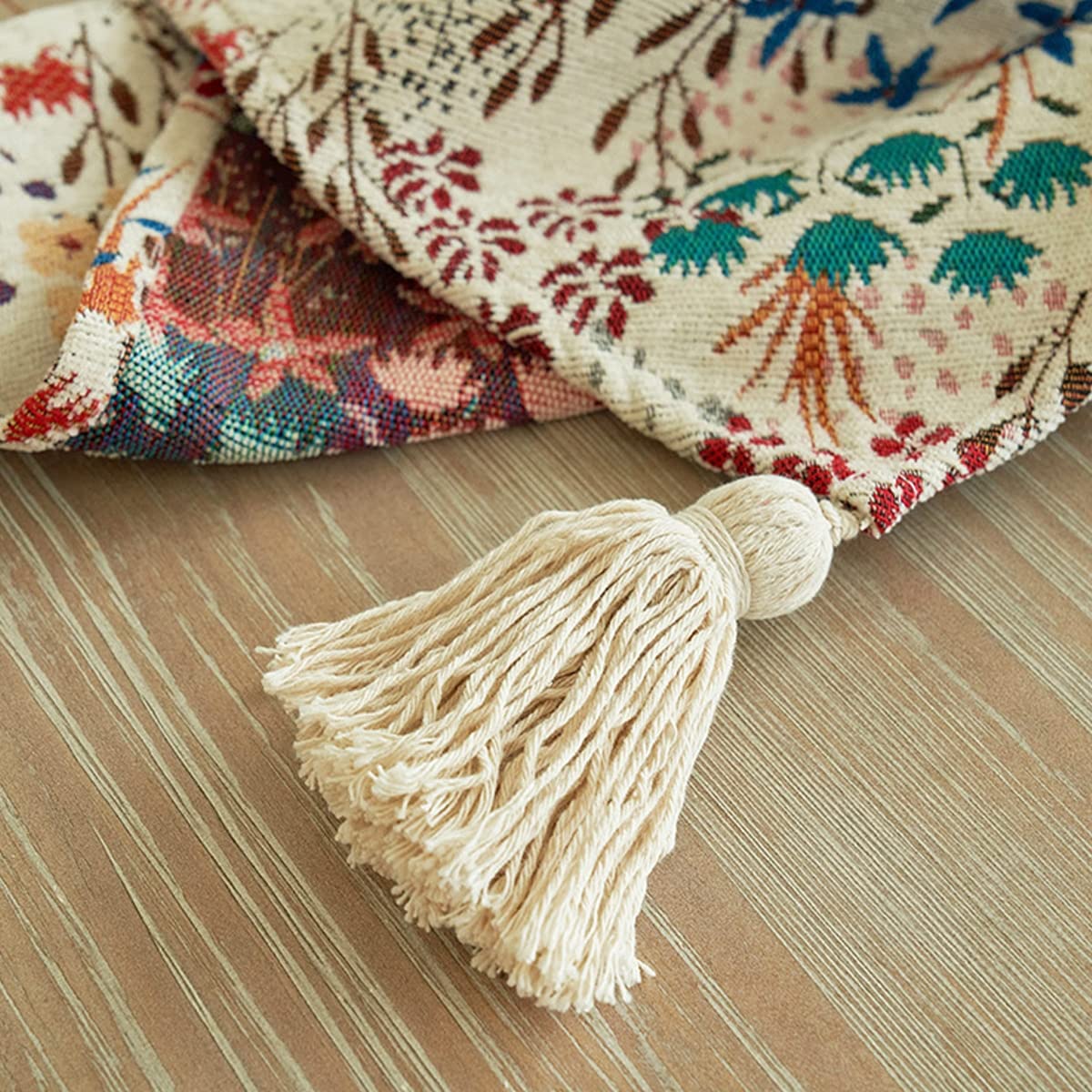 Runner da tavola rustico fatto a mano in stile bohémien, con nappe, per Natale, feste, matrimoni e decorazioni da pranzo, 40 x 240 cm