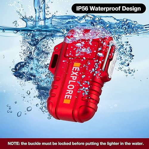 Miniatura 2 de LcFun - Encendedor impermeable, a prueba de viento, recargable por USB, plasma, sin llama, eléctrico, con cordón, para supervivencia, táctico, EDC,