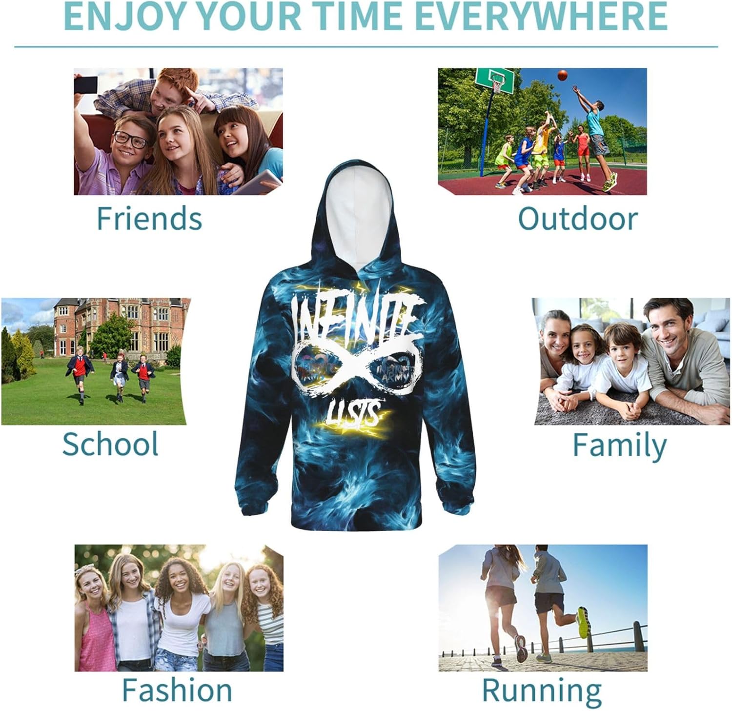 Youth Hoodie With Pocket Soft And Breathable Sweatshirt For Daily Home
