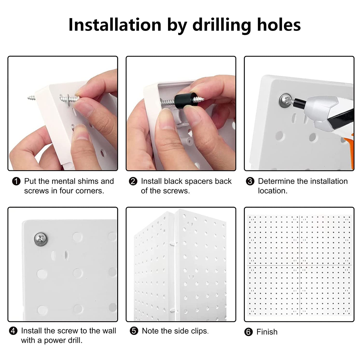 Tablero Perforado de Pared 4 Piezas para Colgar en Sala de Manualidades, Garaje, Cocina y Salón