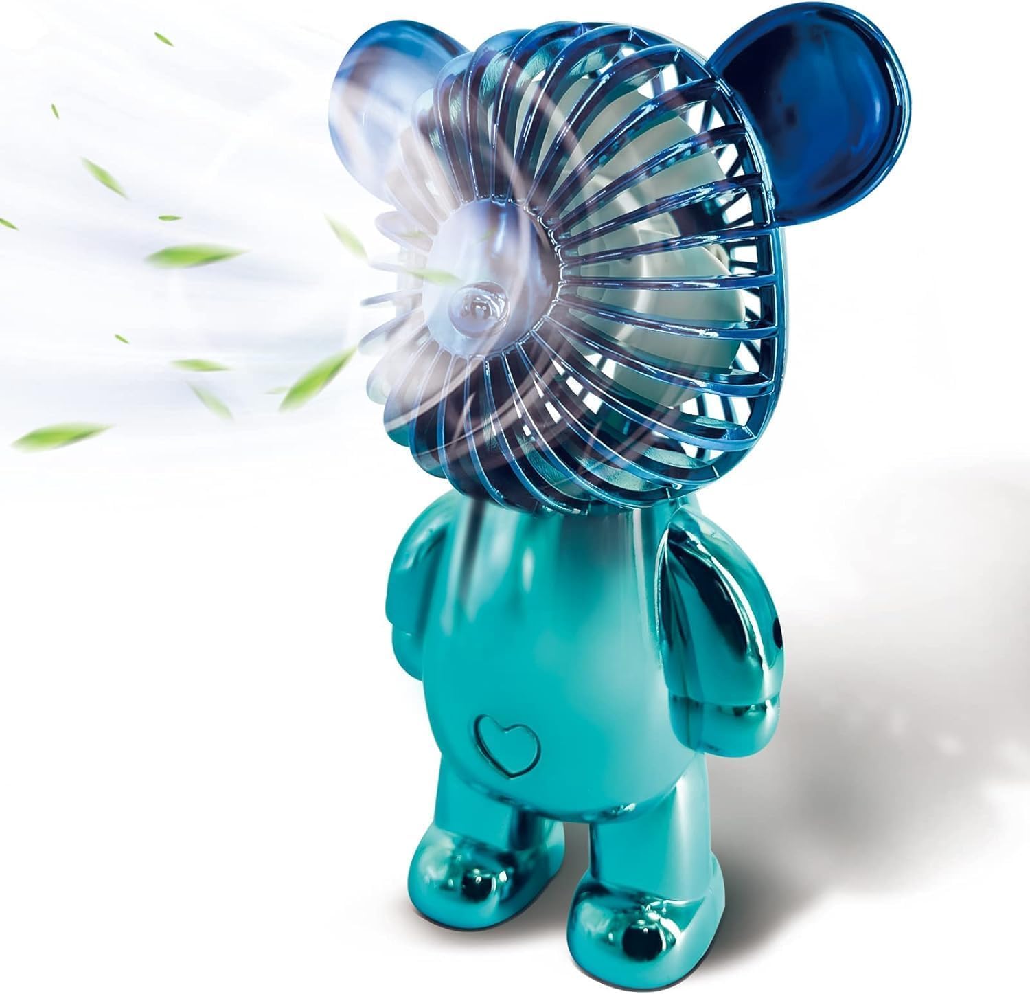 R&P ENTERPRISE LTD Gradient USB Bear Fan – Adjustable Three Speed, Ultra Quiet Portable Fan with Non-Slip Base Rechargeable, Perfect for Home, Office, Travel. Compact and Lightweight Design (Blue)