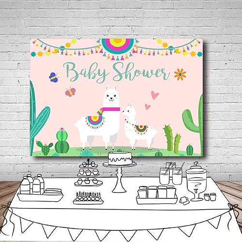 Miniatura 5 de Fondo de cabina de estudio fotográfico para baby shower, fiesta rosa, cactus mexicano, llama, mamá, señorita, fondos de fotografía para suministros
