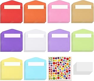 TUPARKA 218 Stücke Mini Umschläge und Karten-Set, 200 Stücke Mini Briefumschläge Bunt und Business Karten, Aufkleber für Weihnachten, Thanksgiving