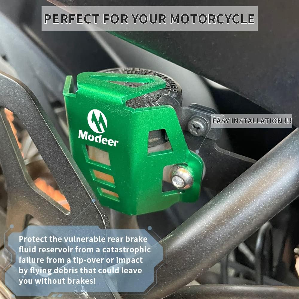 Rear Brake Fluid Reservoir Cover Protector Compatible with Kawasaki Z400 Z750 Z800 Z900 ZX25R Ninja 250 300 400 Ninja250 Ninja300 Ninja400 Versys Versys-X 300 All Year Accessories (Green)