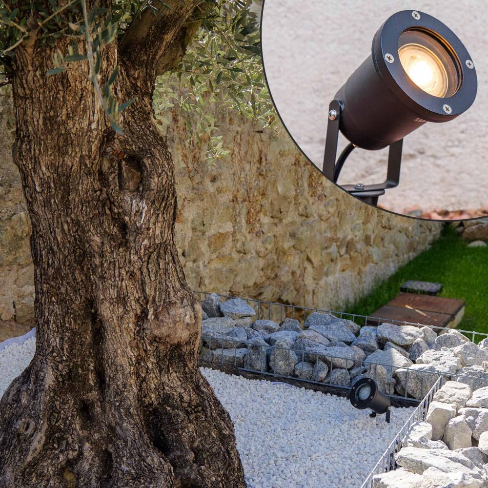 Spots extérieurs avec piquet X6 - Pour Ampoule LED GU10 - Câble 1m50 - Éclairage de Jardin à piquer - Orientable - Étanche IP65
