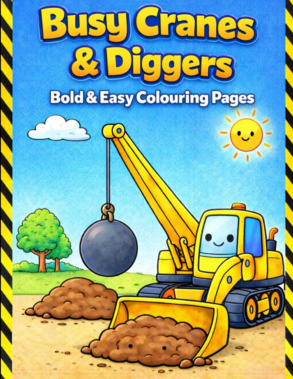 Busy Cranes & Diggers: A Fun & Simple Construction Vehicle Colouring Book for Kids