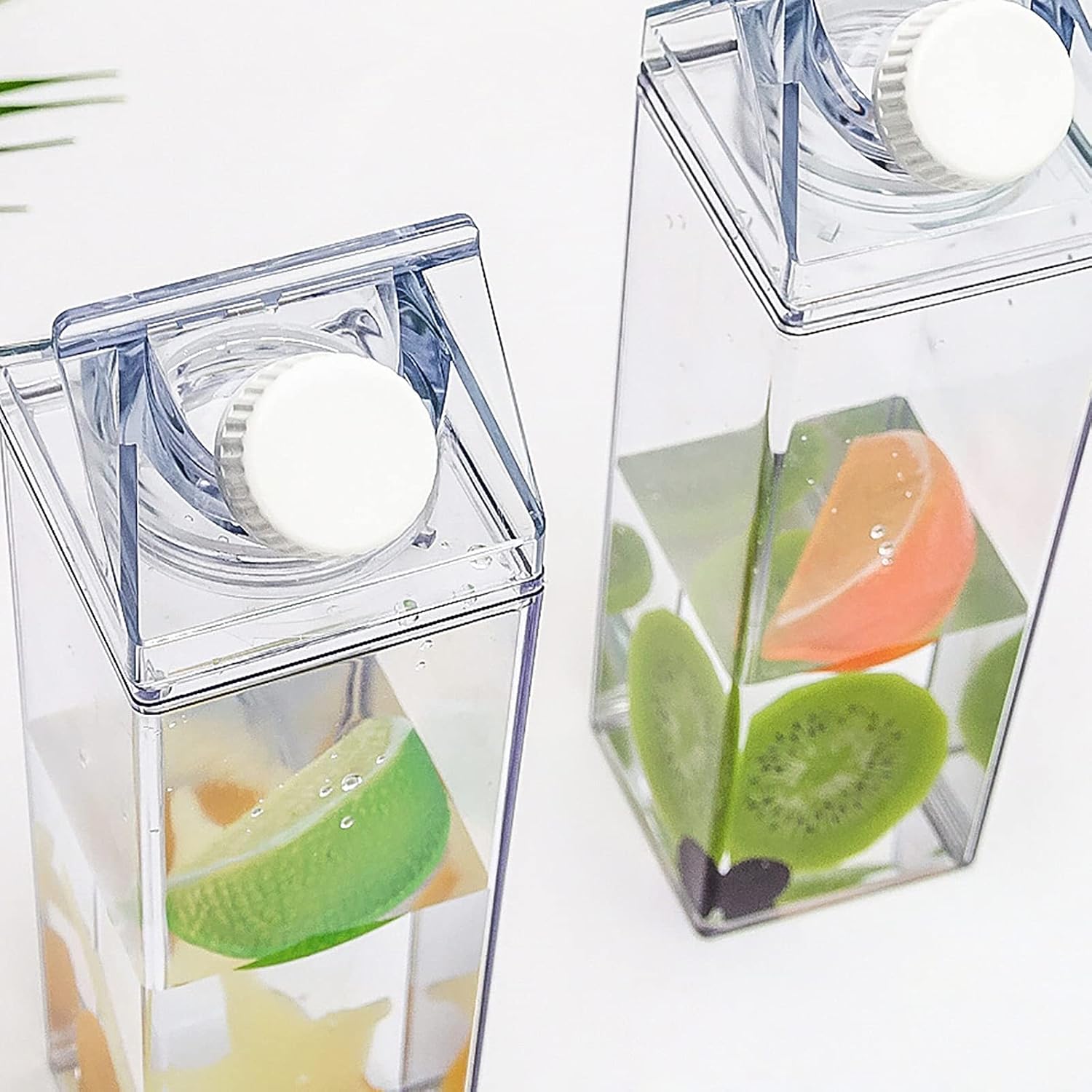 500ML Milk Carton Water Bottle Plastic Clear Square Milk Bottles Portable Reusable Milk Carton Shaped Eco-Friendly Water Container for Travelling Sports Camping and Outdoor Activities image 5