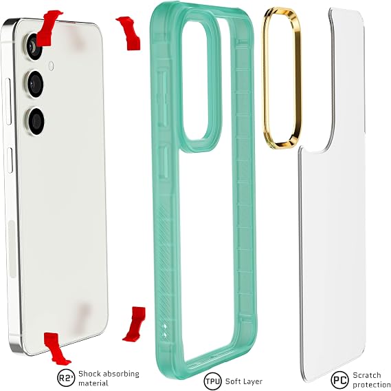 Ghostek Covert Galaxy S24 スマホケース クリア ミリタリーグレード 耐衝撃保護 滑り止めグリップ 保護シリコンカバー 2024 Samsung Galaxy S24 6.2インチ ティール