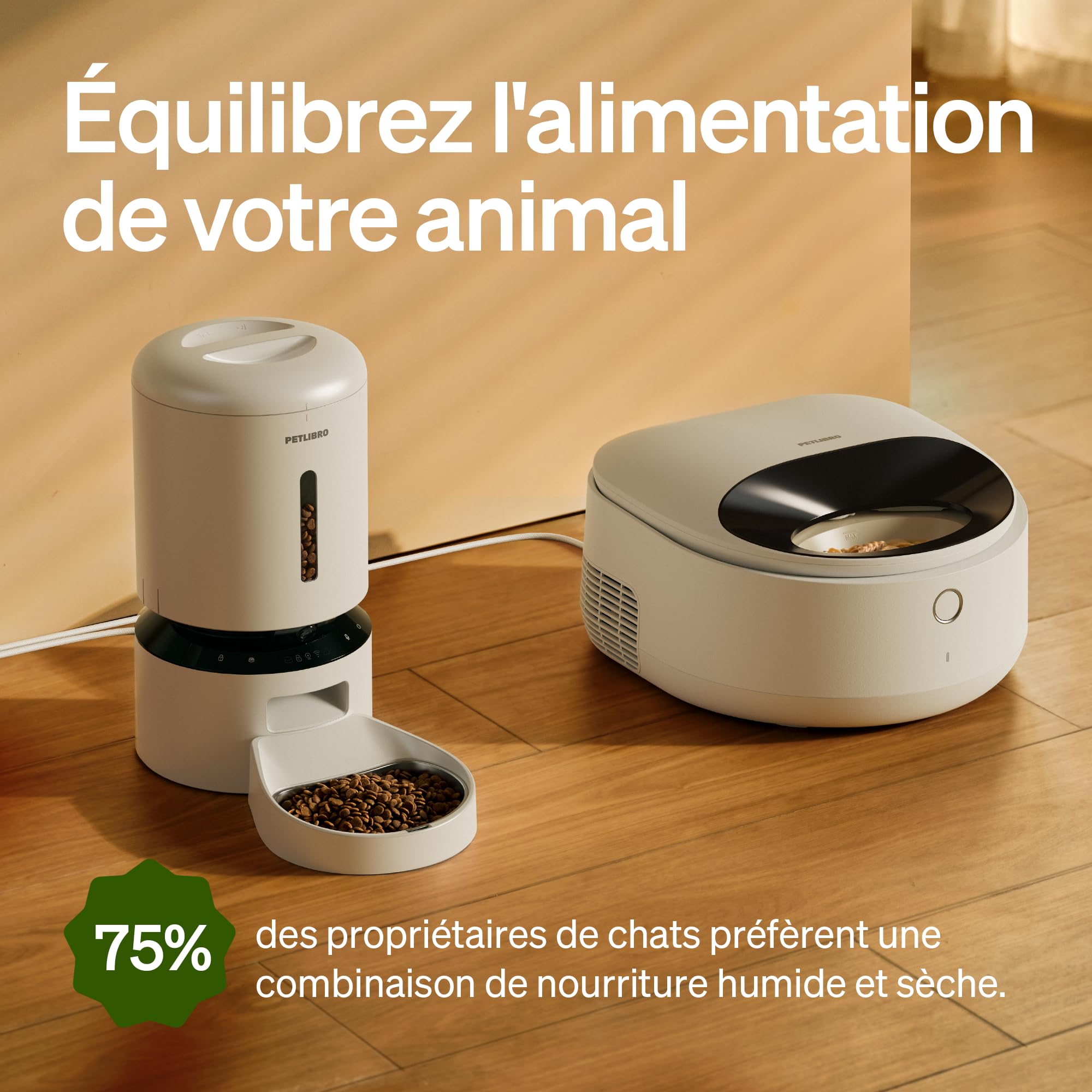 PETLIBRO Distributeur Nourriture Humide Chat, 2,4 GHz WiFi Contrôle par Application Wi-FI, avec Refroidissement Semi-conducteur, 3 Jours de Fraîcheur, Distributeur Croquettes Chat Humide (Blanc)