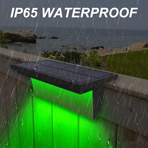 Miniatura 4 de T-SUN Luces solares de escalón paquete de 4 luces LED RGB que cambian de color luces solares de pared para exteriores IP65 luz solar impermeable