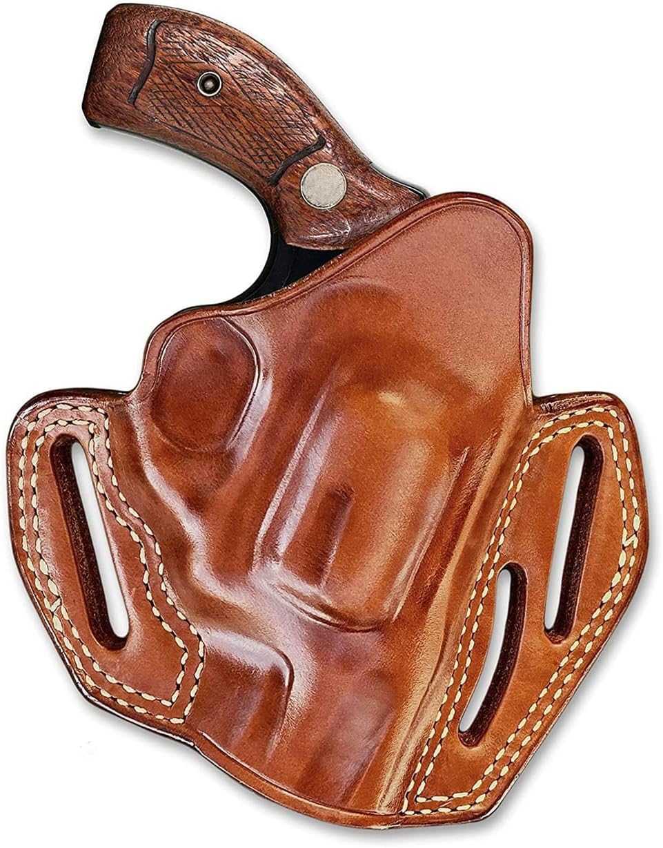 Masc Premium The Ultimate Leather Pancake Holster OWB Open Top Fits J-Frame 2-inch, Right Hand Draw, Brown Color #1056#