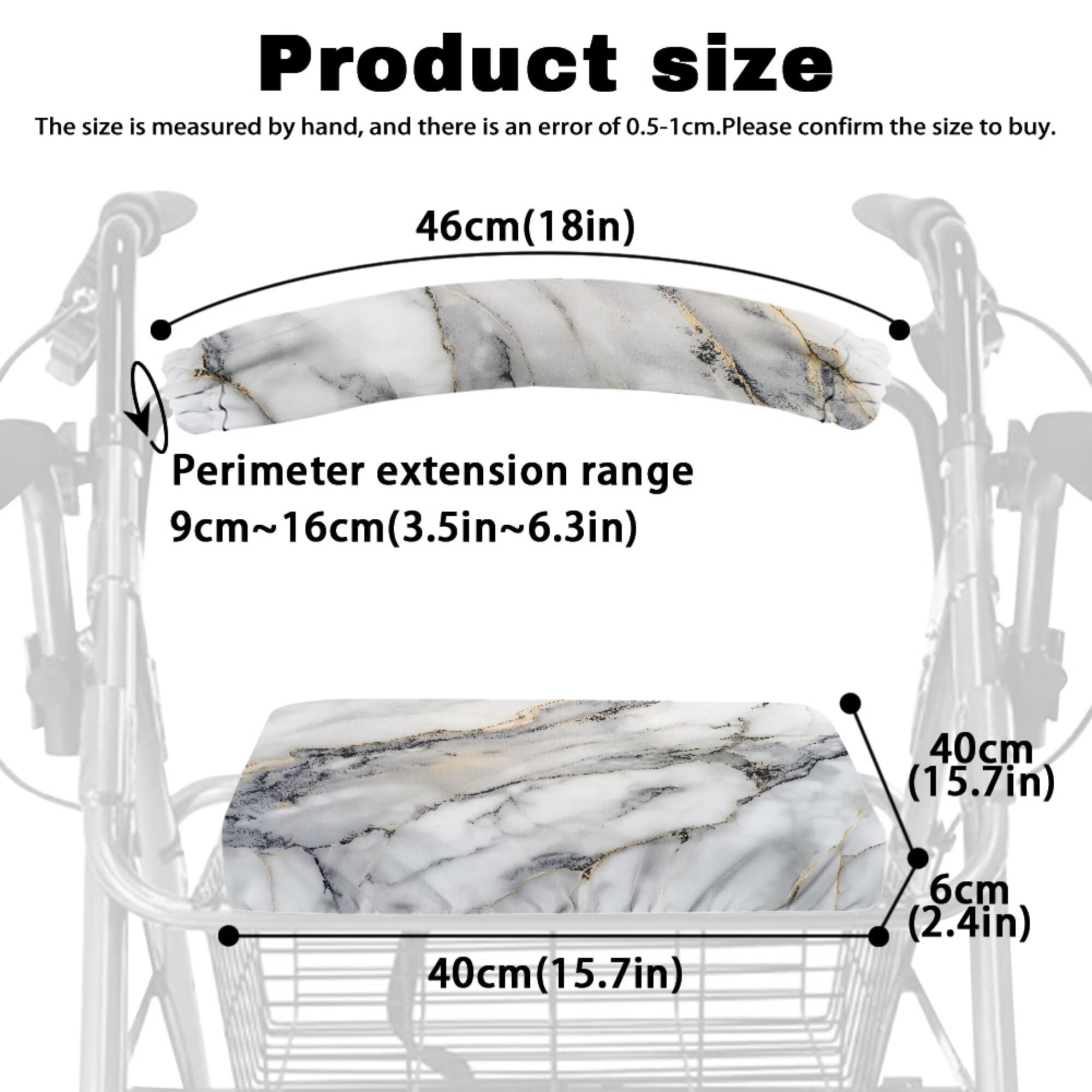 White Marble Walkers for Seniors Cover Universal Fit Walker Accessories Walkers for Seniors with Seat Cover Washable Rollator Covers — Amazon image 6