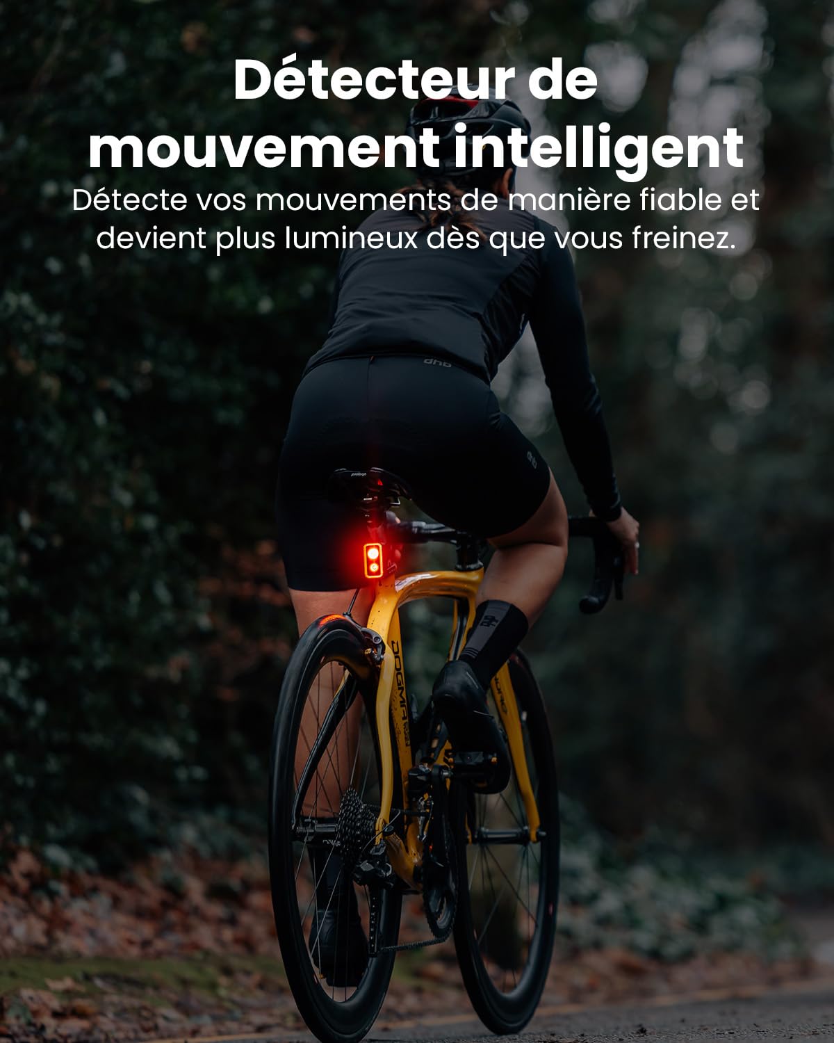 Feu arrière de vélo SEEMEE 300, 300 lumens, 5 Modes Nuit et Jour, capteur de freinage Intelligent, étanche IPX6, Rechargeable par USB-C, pour la Conduite de Nuit
