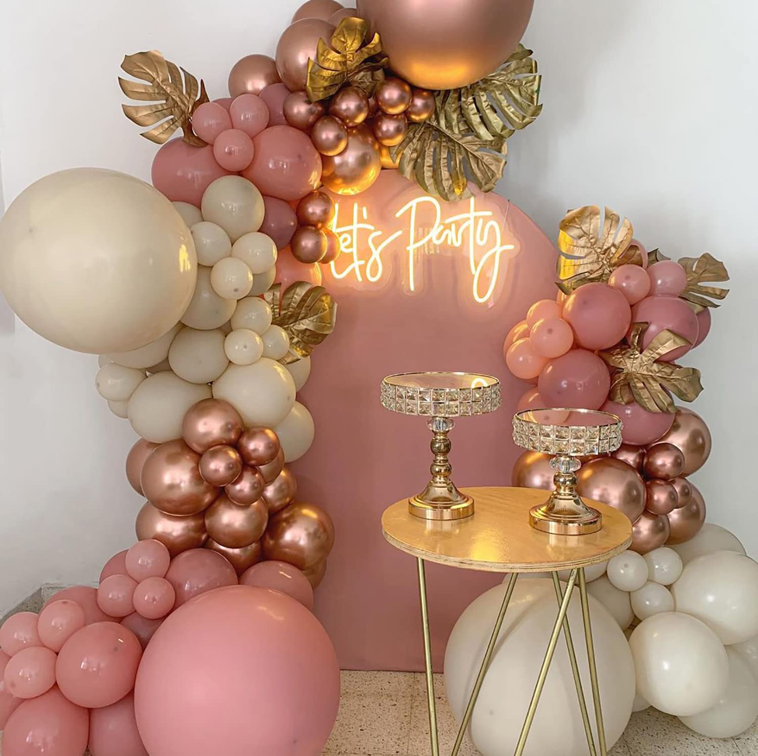 Oopat DIY Dusty Pink Rose Gold Balloon Garland Arch Kit for 16th 30th Birthday Bridal Shower Baby Shower Engagement Graduation Wedding Photo Backdrop Party Balloon Decoration (Dusty Pink Rose Gold)