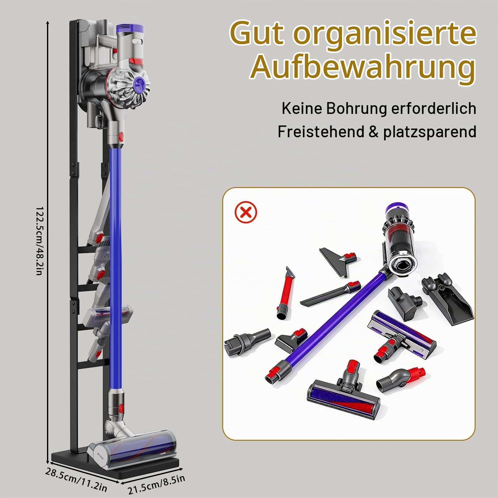 OUTBROS Staubsauger Ständer, Kompatibel für Dyson, Schwarz