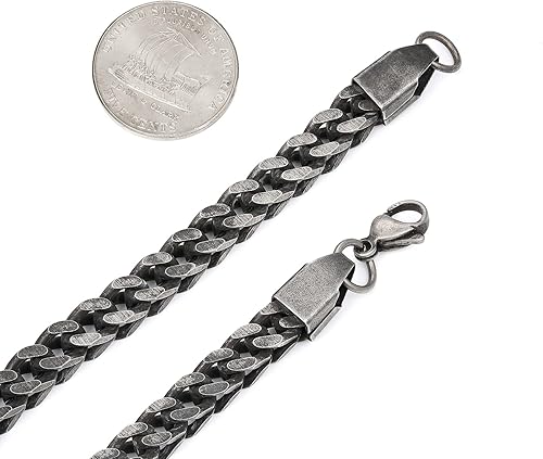 Miniatura 9 de Pulsera de acero inoxidable para hombre y mujer, con cierre de palancalangosta, color plomizoplata, 7.588.5 pulgadas, regalo para el día de San