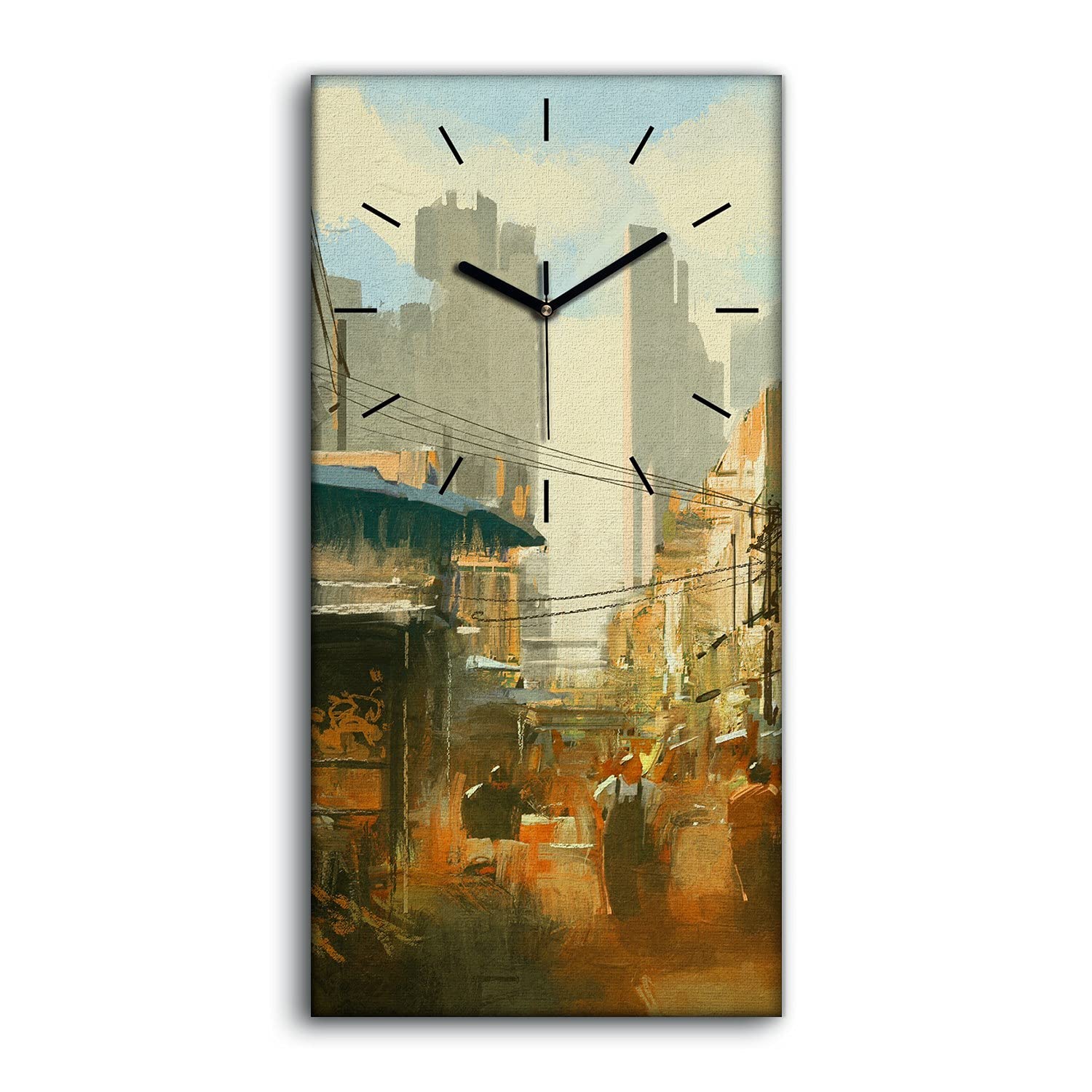 Horloge sur Toile Marché de Rue Coloré pour une Ambiance Joyeuse